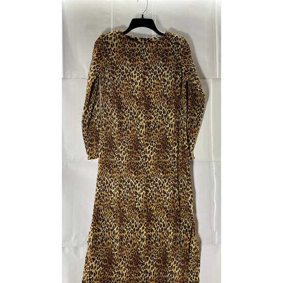 VIOLET ROMANCE Women's Brown Multi Leopard Print Plisse Midi Dress SZ 12 - Picture 3 of 10